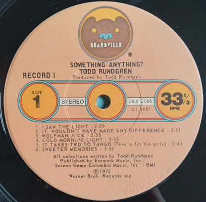 Todd Rundgren : Something/Anything? (2xLP, Album, Jac)