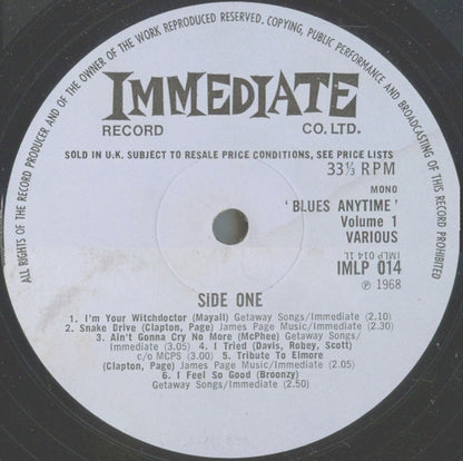 Various : Blues Anytime Vol.1 - An Anthology Of British Blues (LP, Comp, Mono)