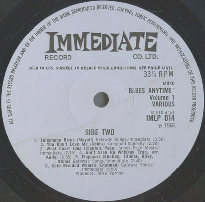 Various : Blues Anytime Vol.1 - An Anthology Of British Blues (LP, Comp, Mono)