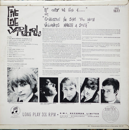The Yardbirds : Five Live Yardbirds (LP, Album, Mono)