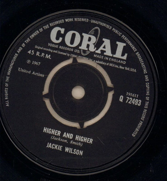 Jackie Wilson : Higher And Higher (7", Single)