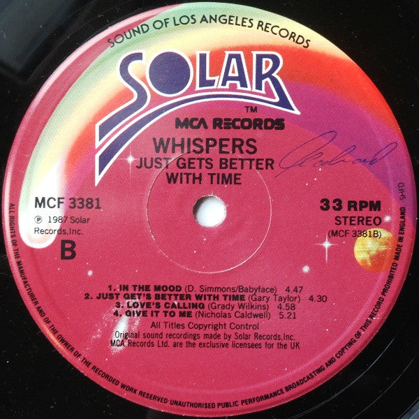 The Whispers : Just Gets Better With Time (LP, Album)