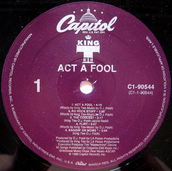 King Tee : Act A Fool (LP, Album)