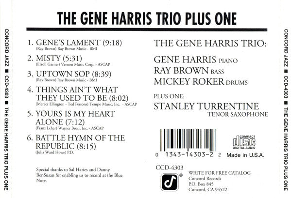 The Gene Harris Trio Plus One : The Gene Harris Trio Plus One (CD, Album)
