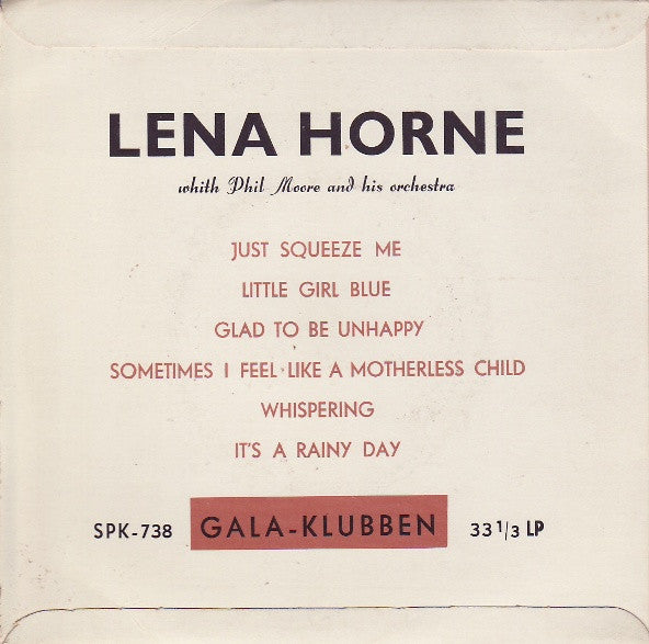 Lena Horne With Phil Moore And His Orchestra : Lena Horne With Phil Moore And His Orchestra (7", EP)