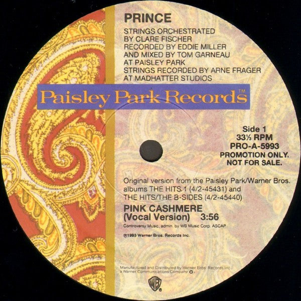 Prince : Pink Cashmere (12", Single, Promo)