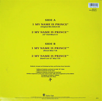 Prince And The New Power Generation : My Name Is Prince (Remixes) (12", Single)