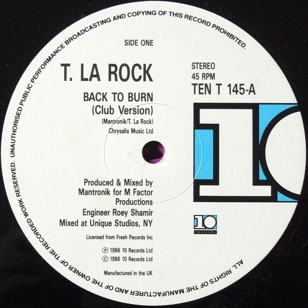 T. La Rock* : Back To Burn (12")