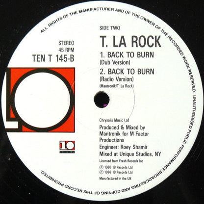 T. La Rock* : Back To Burn (12")