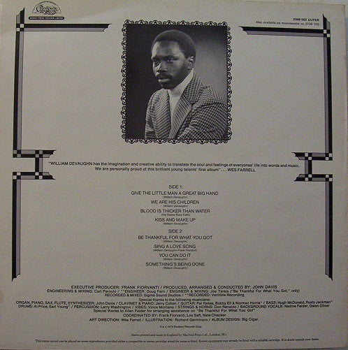 William DeVaughn : Be Thankful For What You Got (LP, Album)