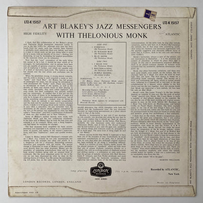Art Blakey & The Jazz Messengers : Art Blakey's Jazz Messengers With Thelonious Monk (LP, Album, Mono)