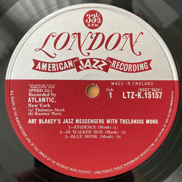 Art Blakey & The Jazz Messengers : Art Blakey's Jazz Messengers With Thelonious Monk (LP, Album, Mono)