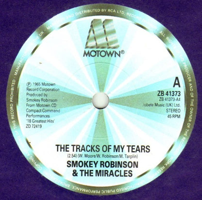 Smokey Robinson & The Miracles* : The Tracks Of My Tears / I Second That Emotion (7", Single)