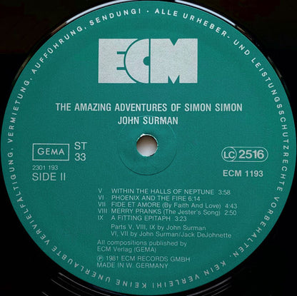 John Surman : The Amazing Adventures Of Simon Simon (LP, Album)