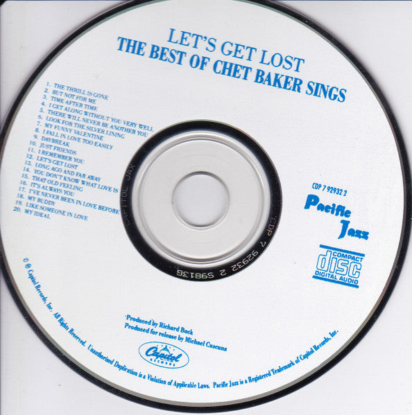 Chet Baker : The Best Of Chet Baker Sings (Let's Get Lost) (CD, Comp, Mono)