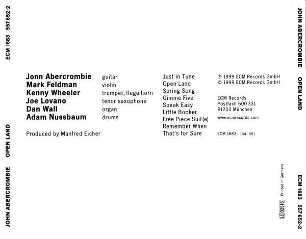 John Abercrombie : Open Land (CD, Album, RE)