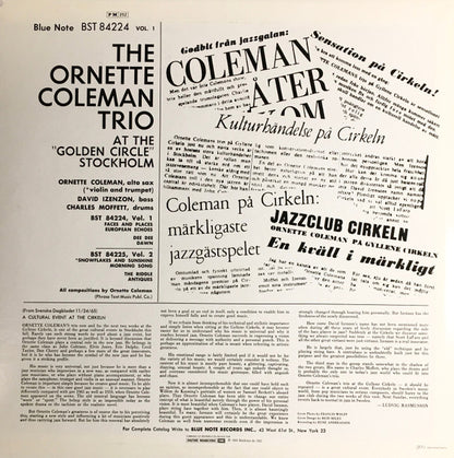 The Ornette Coleman Trio : At The "Golden Circle" Stockholm (Volume One) (LP, Album, RE)
