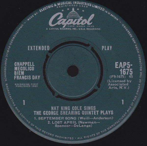 Nat King Cole / George Shearing : Nat King Cole Sings / George Shearing Plays (7", EP, Mono)