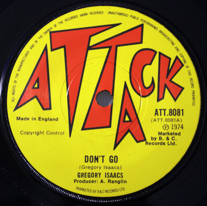 Gregory Isaacs / G.G. Allstars : Don't Go / Dub Wise (7", Single)