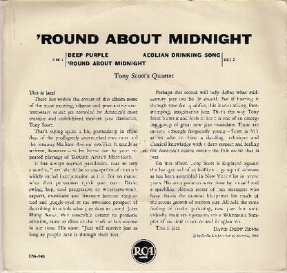Tony Scott's Quartet* : The Touch Of Tony Scott ('Round About Midnight) (7", EP, Top)
