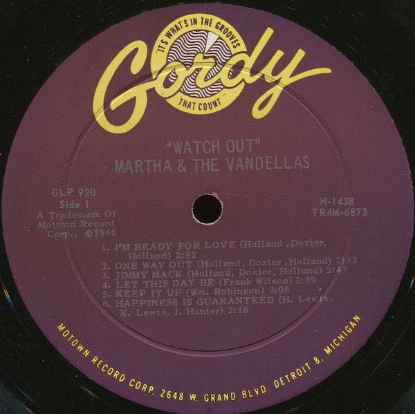 Martha Reeves & The Vandellas : Watchout! (LP, Album, Mono, Roc)