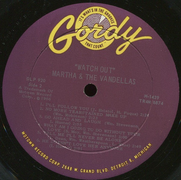 Martha Reeves & The Vandellas : Watchout! (LP, Album, Mono, Roc)
