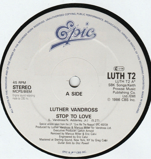 Luther Vandross : Stop To Love (12")