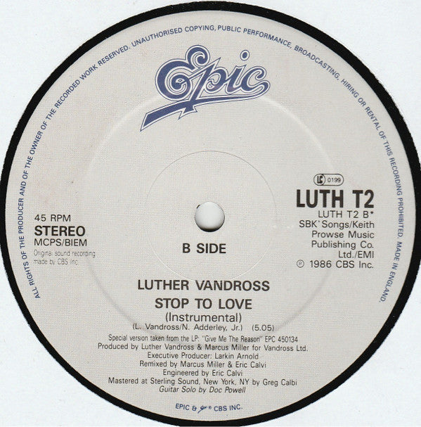 Luther Vandross : Stop To Love (12")