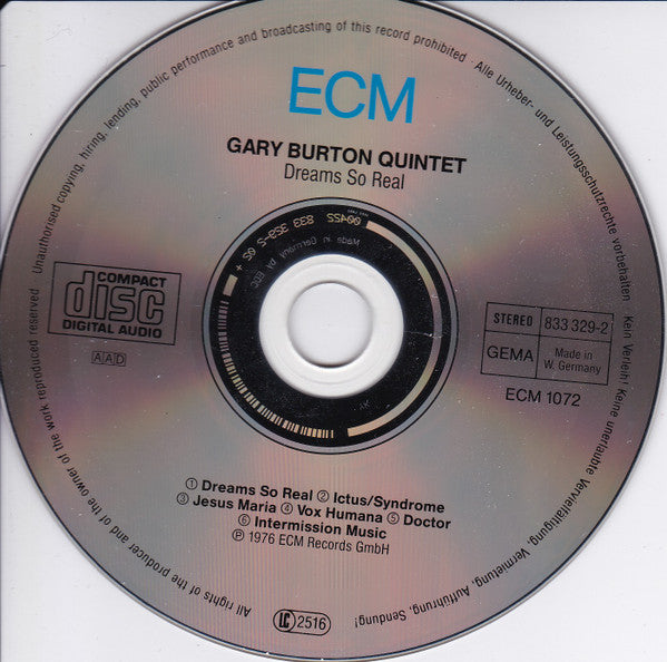 Gary Burton Quintet : Dreams So Real (CD, Album, RE, RP)