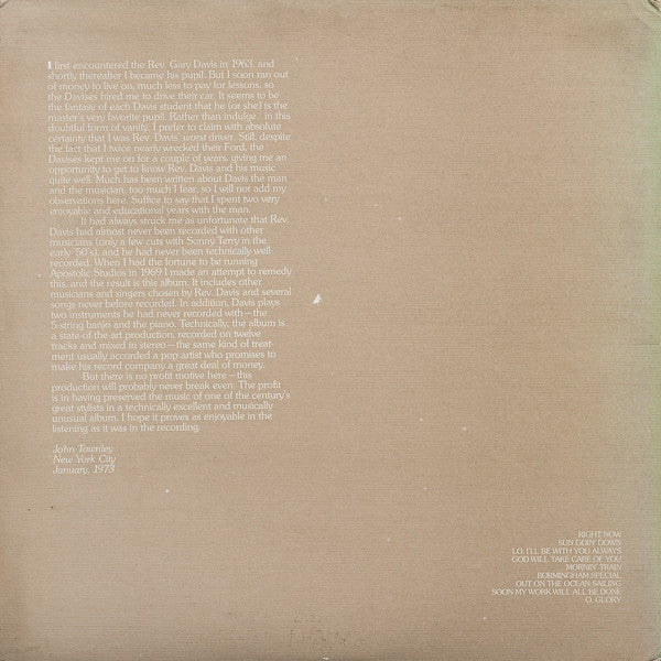 Rev. Gary Davis : O, Glory (LP, Album)