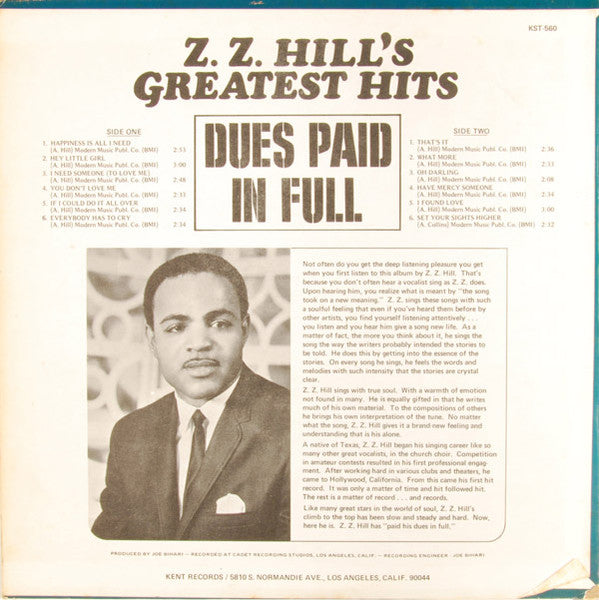 Z.Z. Hill : Greatest Hits - Dues Paid In Full (LP, Comp)