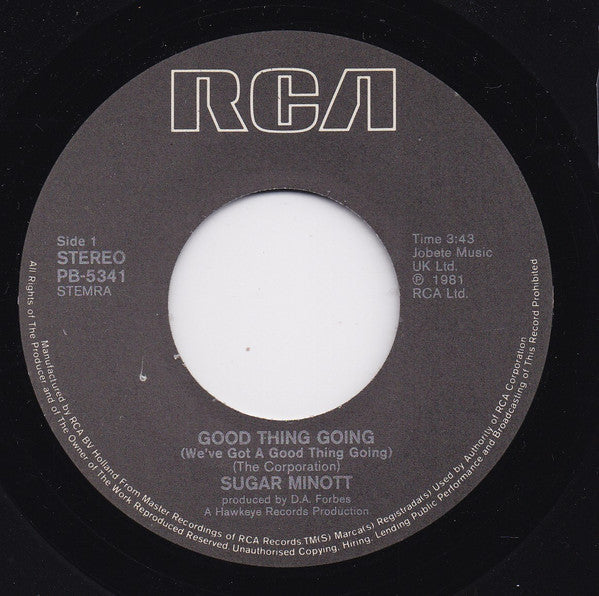Sugar Minott : Good Thing Going (We've Got A Good Thing Going) (7", Single)