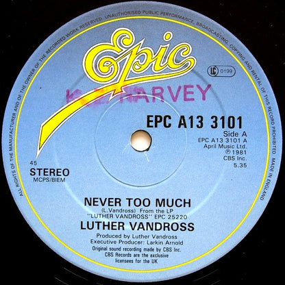 Luther Vandross : Never Too Much (12")