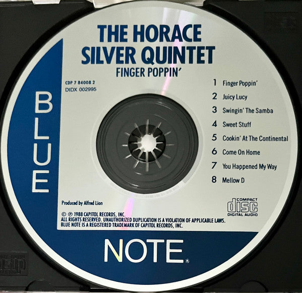 The Horace Silver Quintet : Finger Poppin' With The Horace Silver Quintet (CD, Album, RE)