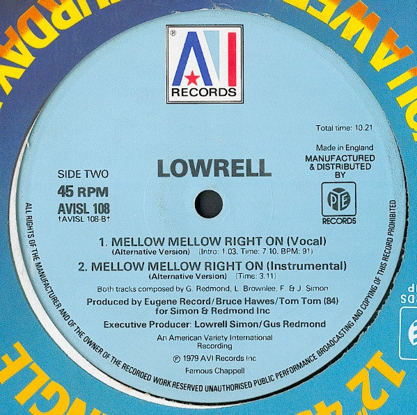 Lowrell Simon : Mellow Mellow Right On (12", Single)
