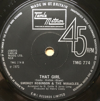 The Miracles : I Don't Blame You At All (7", Single, Sol)