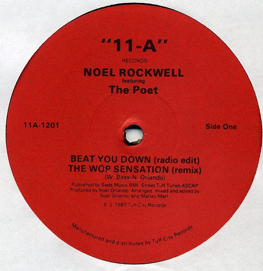 Rockwell Noel Featuring The Poet : Beat You Down / The Wop Sensation (Remix) (12")
