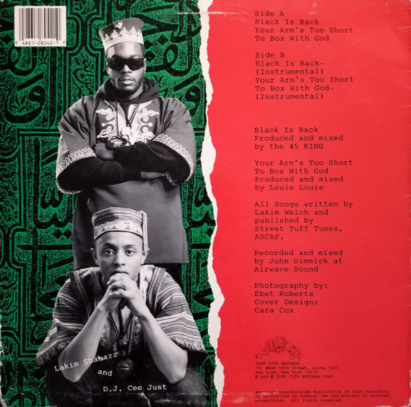 Lakim Shabazz : Black Is Back / Your Arm's Too Short To Box With God (12")