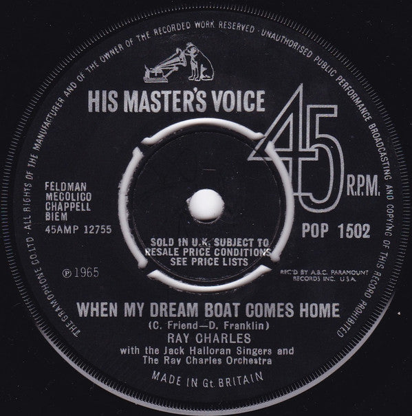 Ray Charles With The Jack Halloran Singers And Ray Charles And His Orchestra : Cryin' Time (7", Single)