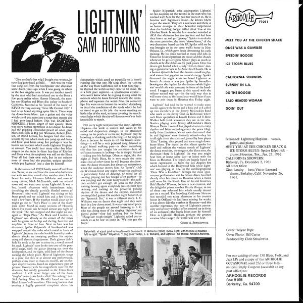 Lightnin' Sam Hopkins* : Lightnin' Sam Hopkins (LP, Album, RE)
