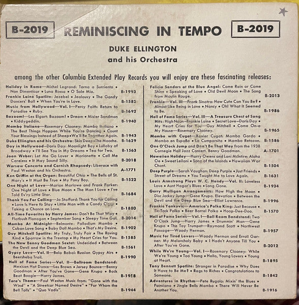 Duke Ellington And His Orchestra : Reminiscing In Tempo - EP (7", EP)