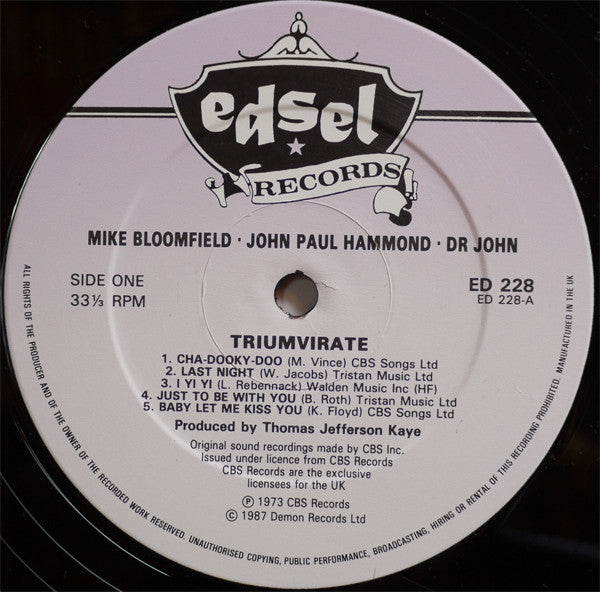 Mike Bloomfield / John Paul Hammond / Dr. John : Triumvirate (LP, Album)