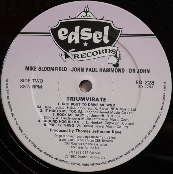 Mike Bloomfield / John Paul Hammond / Dr. John : Triumvirate (LP, Album)