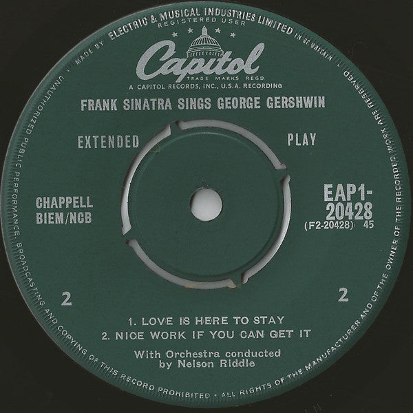 Frank Sinatra : Sings George Gershwin (7", EP, Mono)