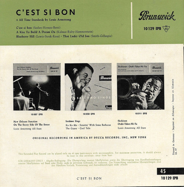 Louis Armstrong : C'est Si Bon (7", EP, Mono)
