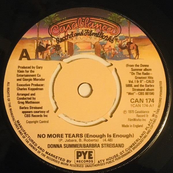 Donna Summer / Barbra Streisand : No More Tears (Enough Is Enough) (7", Single, 4-p)