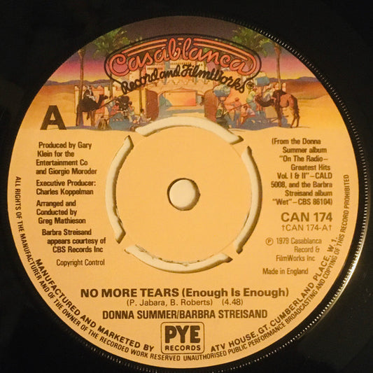 Donna Summer / Barbra Streisand : No More Tears (Enough Is Enough) (7", Single, 4-p)