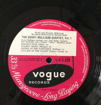 Gerry Mulligan Quartet : Volume 1 (10", RP)