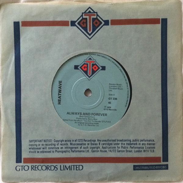 Heatwave : Always And Forever (7", Single)