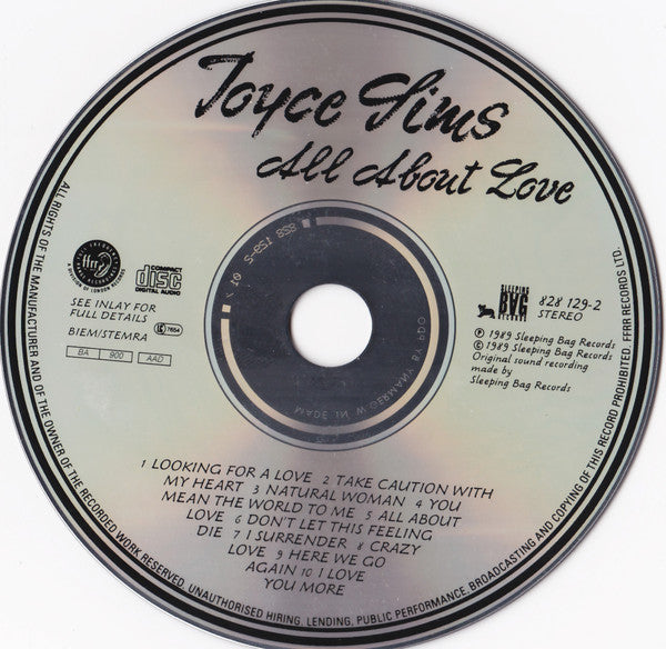 Joyce Sims : All About Love (CD, Album)